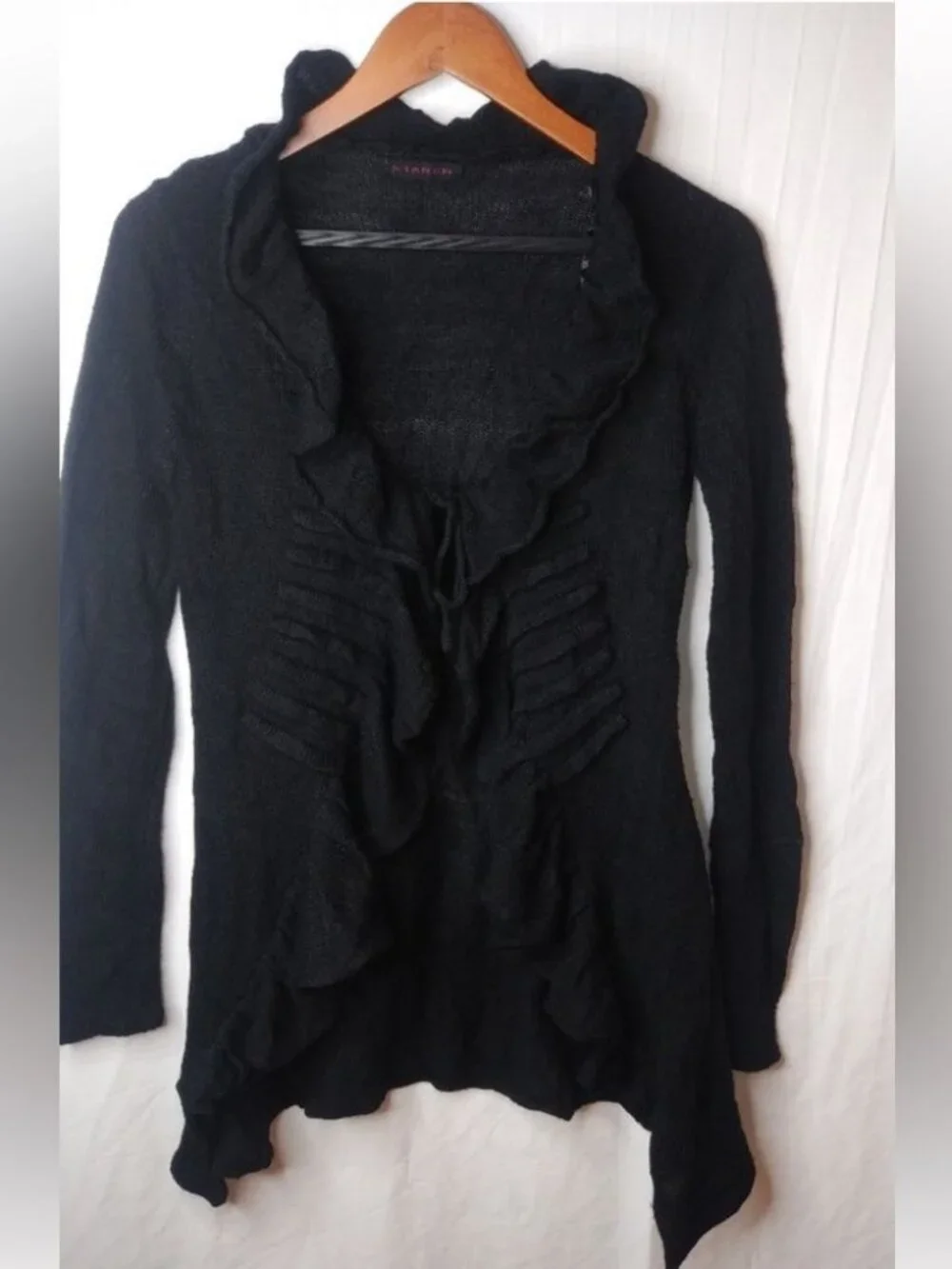 Xtaren Black Waterfall Long Cardigan Sweater S